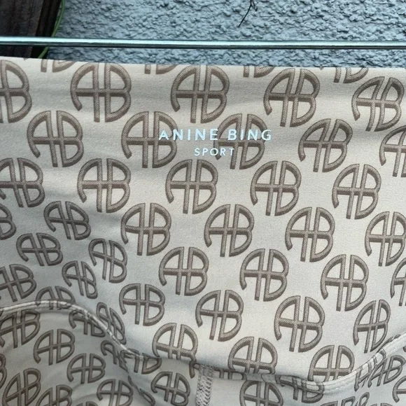 Anine Bing Blake Biker Short in Camel Monogram Print New With Tags!